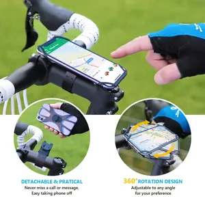 Bicycle Phone Holder Motorcycle Mount Handlebar Clamp for iPhone 17 16 15 14 13 12 11 Pro Max Samsung S9 S10 4.7" to 7" Smartphones Durable Silicone Material