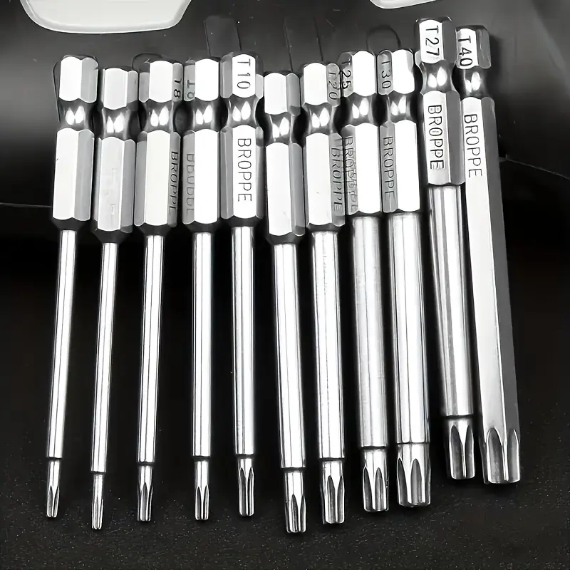 11pcs S2 Precision Star Torx Bit Set 75mm Length T6-T40 Sizes Hex Socket for Vehicle and Electrical Maintenance Mechanic and Home Tool Kit Durable High Quality Hand Tool Set for Automotive and DIY Repairs summerwins,summerwins