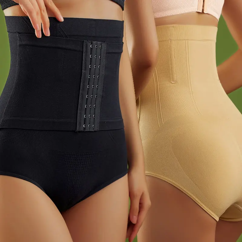 Nine Breasted High Waisted Compression Underwear for Postpartum Stomach Shaping Breathable Waist Cinching Hip Lifting Body Shaping Shapewear Womenswear Basic Black Minimalist breathable tummy control