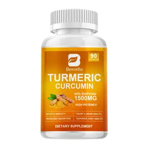 Turmeric Curcumin with Black Pepper & Ginger, 1500mg Turmeric Extract with 95% Curcuminoids, Extra Strength Supplement,  Joint Support Supplement, Enhanced Absorption,90 Count