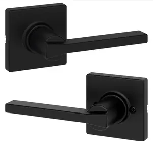 Kwikset Casey Interior Passage Door Handle, Lever For Closet and Hallway Doors, Reversible Non-Locking Handle Lever, Matte Black , with Microban Protection