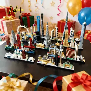 Creative Ideas Moc Street Scene Architecture Set, New York London San Francisco Landmark City Skyline Building Kit, Block Puzzle Toy, Building Sets
