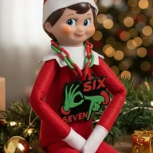 Six Sevennn Mini Hype Chain for Christmas Elf Trendy Holiday Grouch 3D Printed Necklace with Number 67 Charm