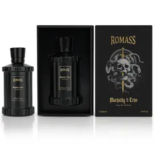 ROMASS Mortality’s Echo Eau de Parfum 3.4oz/100ml | Obsidian Black Bottle | Long-Lasting Dark Gourmand Fragrance | Notes of Dark Cocoa, Rum, and Ancient Cypress
