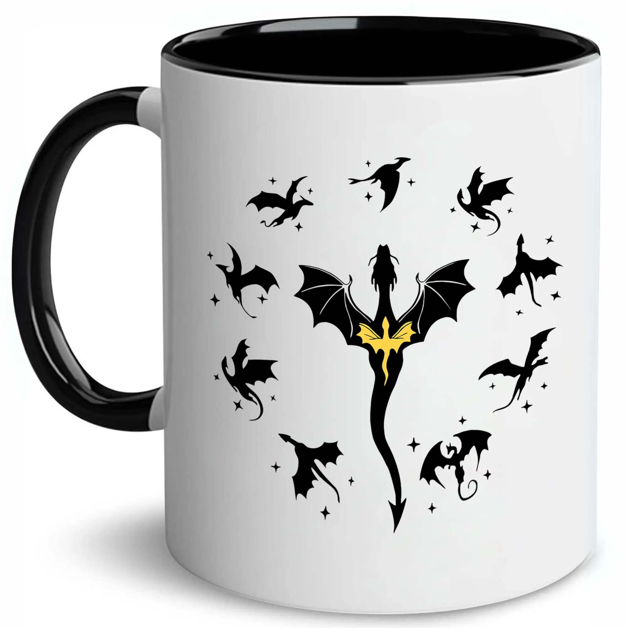 Fantasy Book Dragon Ceramic Mug, Dragon Lover Coffee Mug, Dragon Bookish Cup, Gift For Book Lover, Romantasy Gift For Novel Lovers