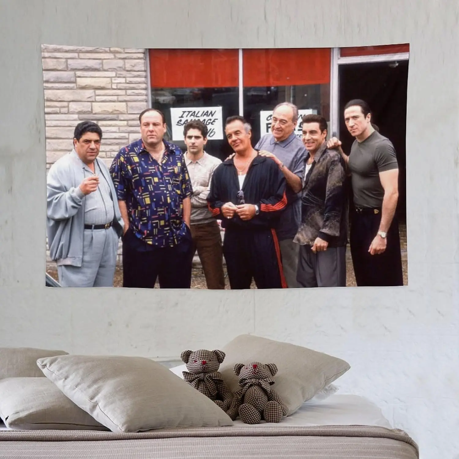 Sopranos Gangster TV Series Cotton-Linen Light Print Tapestry - 40x60 in Bright, Fade-Resistant Home Wall Decor, Bold Full-Width Style Hanging Banner for Bedroom, Hand-Wash Beach Towel Alternative That Decorates Indoors and Patio Spaces