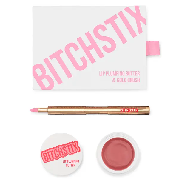 Lip Plumping Butter & Gold Brush Set - Includes our best-selling Lip Plumper and our retractable golden lip brush - Our Lip Plumping Butter is rich in emollients like Sunflower Seed Oil, Olive Oil, and Vitamin E lip brush -