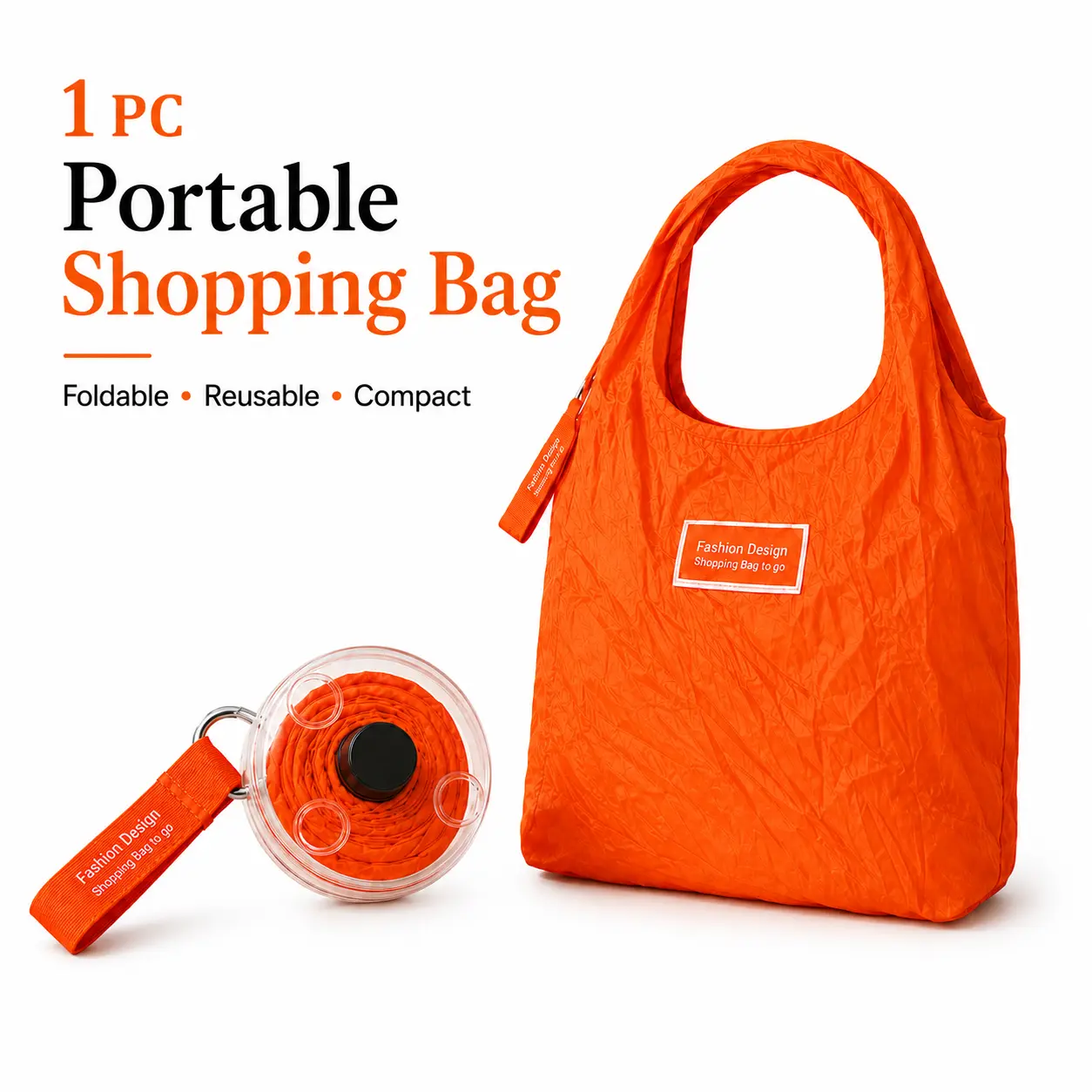 Retractable Foldable Reusable Shopping Bag with Round Storage Case | Compact Pocket-Size Grocery Tote, Rotating Disc Design, 4 Assorted Colors, Eco-Friendly Travel Essential for Errands & Outdoor Use