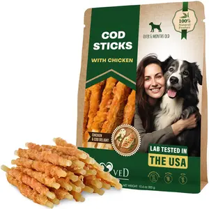Cod Sticks Dog Treats Chicken Wrapped -  Long Lasting Chews for Large & Small Dogs
