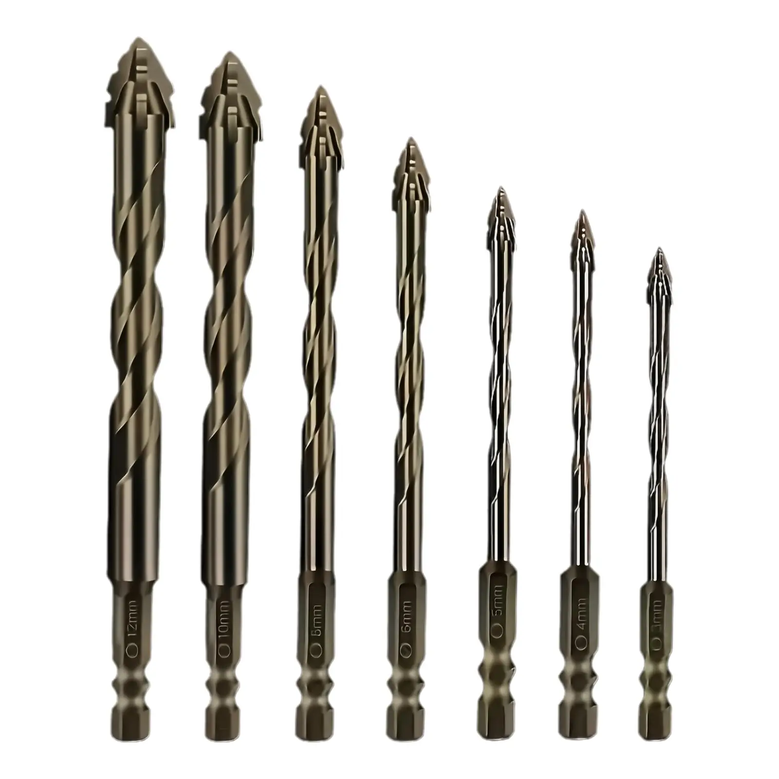 7 Pcs Sawtooth Eccentric Drill Bit Set, High-Strength Heavy Duty Concrete Drill Bit for Steel/Metal/Wood/Tile/Brick/Glass, Four-Flute Flute Serrated Eccentric Drill