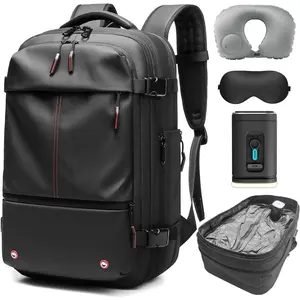 Kabaqoo Vacuum Backpack with Pump Airtight&Waterproof TSA Lock Exapandable  Large Travel Bag Save 50% Luggage Space Multifunctional Packable Carry On