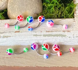 8pc Bulk Pack Peace Sign UV Acrylic Belly Rings Navel Piercing Pierced Naval