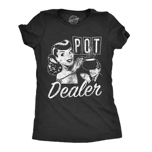 Womens Pot Dealer T Shirt Funny 420 MarijuanaCoffee Tee for Ladies Funny Womens T Shirts Cute Vintage Fashion Casual Ladies T-Shirt Gift Funny Coffee Top Women's Novelty Tees Black -