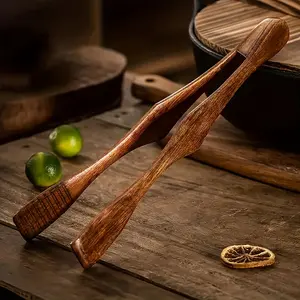 1PC Food clip, kitchen heat-resistant solid wood steak clip, food fruit bread frying barbecue tool clip, noodle clip, Wooden