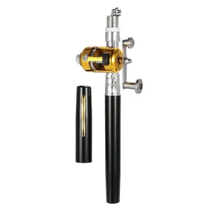 Mini Telescopic Portable Pocket Pen Fishing Rod & Reel Combo Set (Rod + Reel), Aluminum Alloy, for Soft Lures/Baits and Jig Hooks