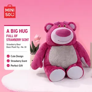 Disney Pixar Lotso Strawberry Bear Plush Scented, Soft Cuddly Sitting Stuffed Animal 40cm, MINISO Official Cute Hugging Toy Gift for Women Girls Birthday