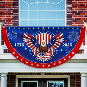 250th Anniversary Bunting Semi-circular Banner, Patriotic Eagle Half Fan Flag, 250th anniversary house flag. 1776-2026 house banner, memorial day banner, veteran day banner