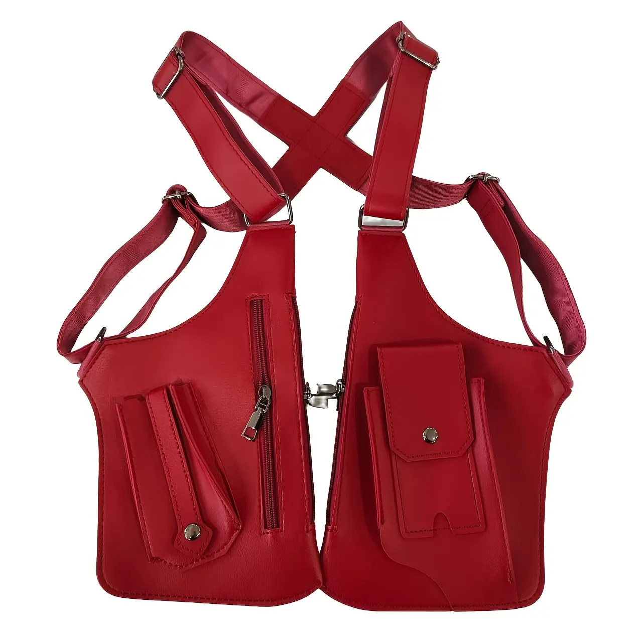 Retro Leather Adjustable Shoulder Strap Backpack - Sporty Gym Bags, Multifunctional Vest Storage, Underarm & Chest Pockets, Large Capacity, Ideal for Sports & Outdoor Activities, Father’s/Mother’s Day Gifts, Handbag Shoulder Bag, Casual Crossbody Bag