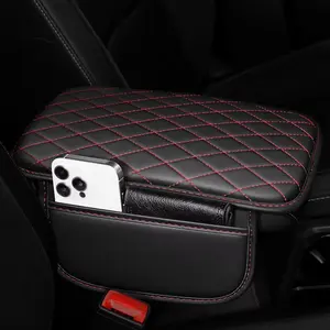 Universal Leather Car Center Console Cover Armrest Cushion Pad Soft Comfortable Anti-Scratch Non-Slip Waterproof Auto Arm Rest Protector Fit Most Cars SUV Truck