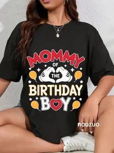100% Cotton Mom Of The Birthday Boy Family Party Birthday T-Shirt