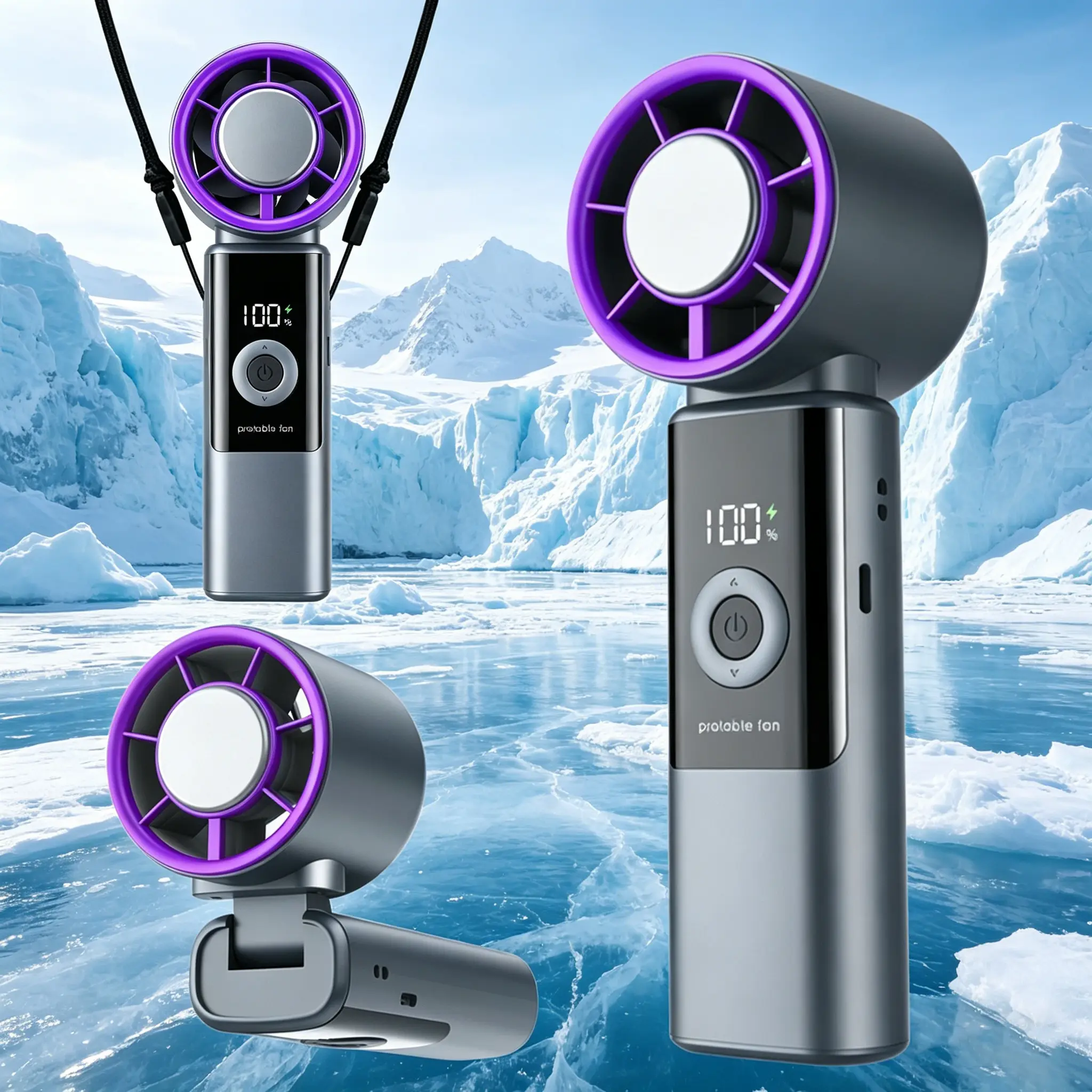 [SummerVibes] Handheld Fan Turbo Strong Wind Fashion Mini Pocket Fan, 199 Speeds Up to 5H Cooling Rechargeable Portable Fan for Travel & Desk with Lanyard & USB Type-C Charging