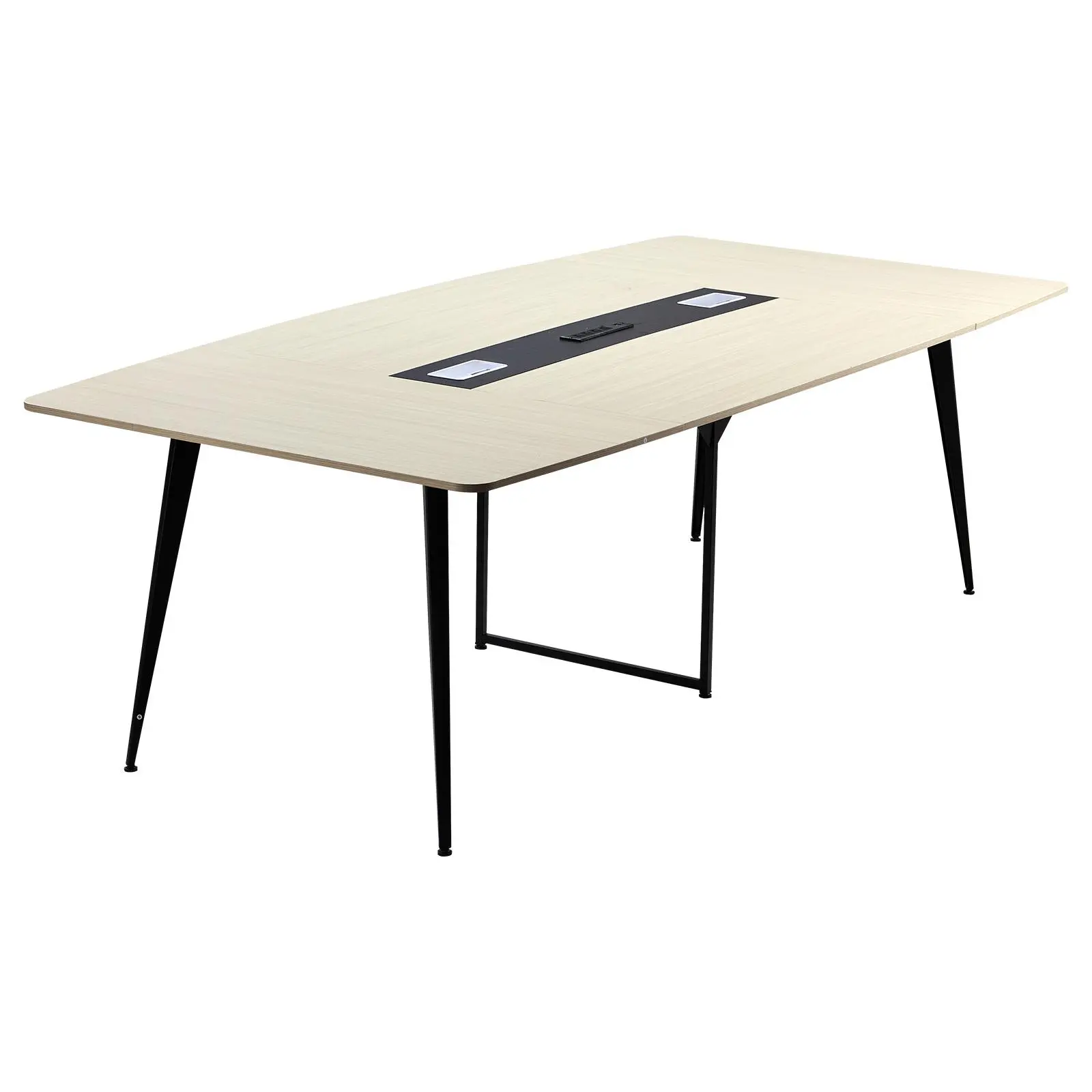 【SummerFinds】VEVOR Conference Table, 8 ft Boat Shaped Office Meeting Table with Charge Station for 10 Person, Modern Boat Seminar Meeting Desk with Metal Legs for Office, Boardroom, Conference Room, Easy Assembly