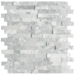 INNO STICKERS 5-Sheet Peel and Stick Mosaic Natural 3D Stone Self Adhesive Tiles, 12" x 11" Stick on Backsplash for Kitchen Bathroom Fireplace Vanity