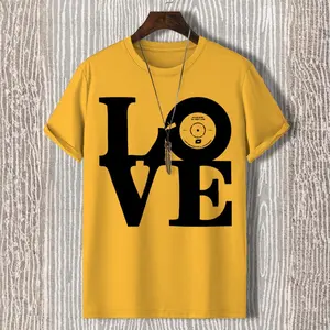 Men's Love Vinyl Record Music Art Print Cotton Casual T-Shirt