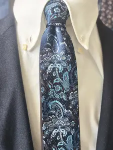 Vintage Men's Tie, Paisley Pattern, Wedding & Business, 3.15 Inch Wide Standard Necktie, Classic Style, Perfect for Formal Occasions