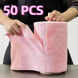 50 Rolls of Reusable Cleaning Wipes, Household Kitchen Cloths, Microfiber Towel Rolls, Dish Cloths, Wash Towel Replacements, Cleaning Supplies, Cleaning Tools, Kitchen Cleaning Towels
