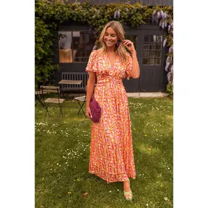 Orange Floral Shilow Dress