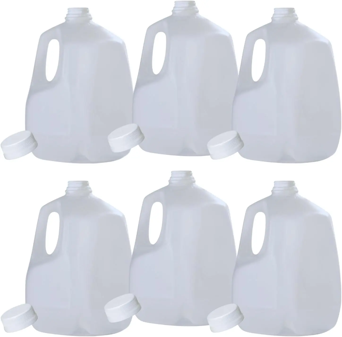 (6 PACK) 128 Oz Empty Plastic Gallon Juice Bottles with Tamper Evident WHITE Caps - Smoothie Bottles - Ideal for Juices, Milk, Smoothies, Ice Coffee, Picnic's and Even Meal Prep - Made in USA