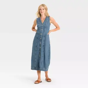 Women's Denim Button-Down Ankle Dress - Universal Thread