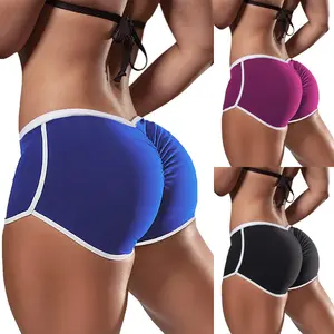 Women's Plus Size 3PCS Low Waist Activewear Shorts Set - High-Quality Solid Color Athletic Hip-Lifting Set with Boxer Panties for Yoga, Running (European American Export)