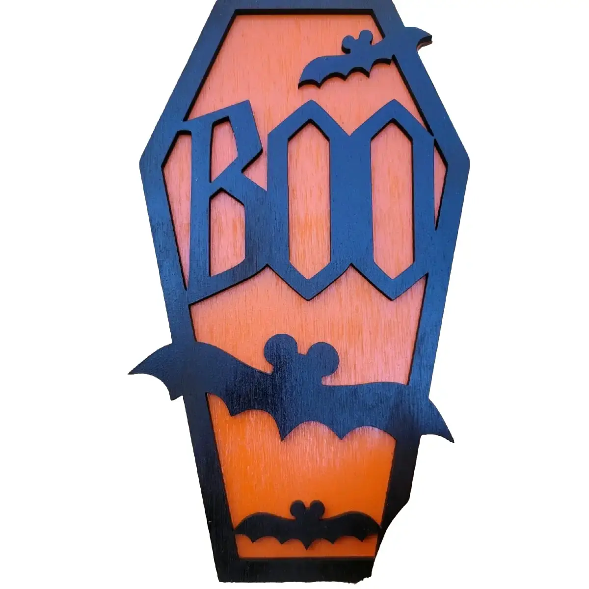 Boo To You Wood Halloween Decoration 2 layers Mickey Bats Hangable 8 inches high Wooden Decor