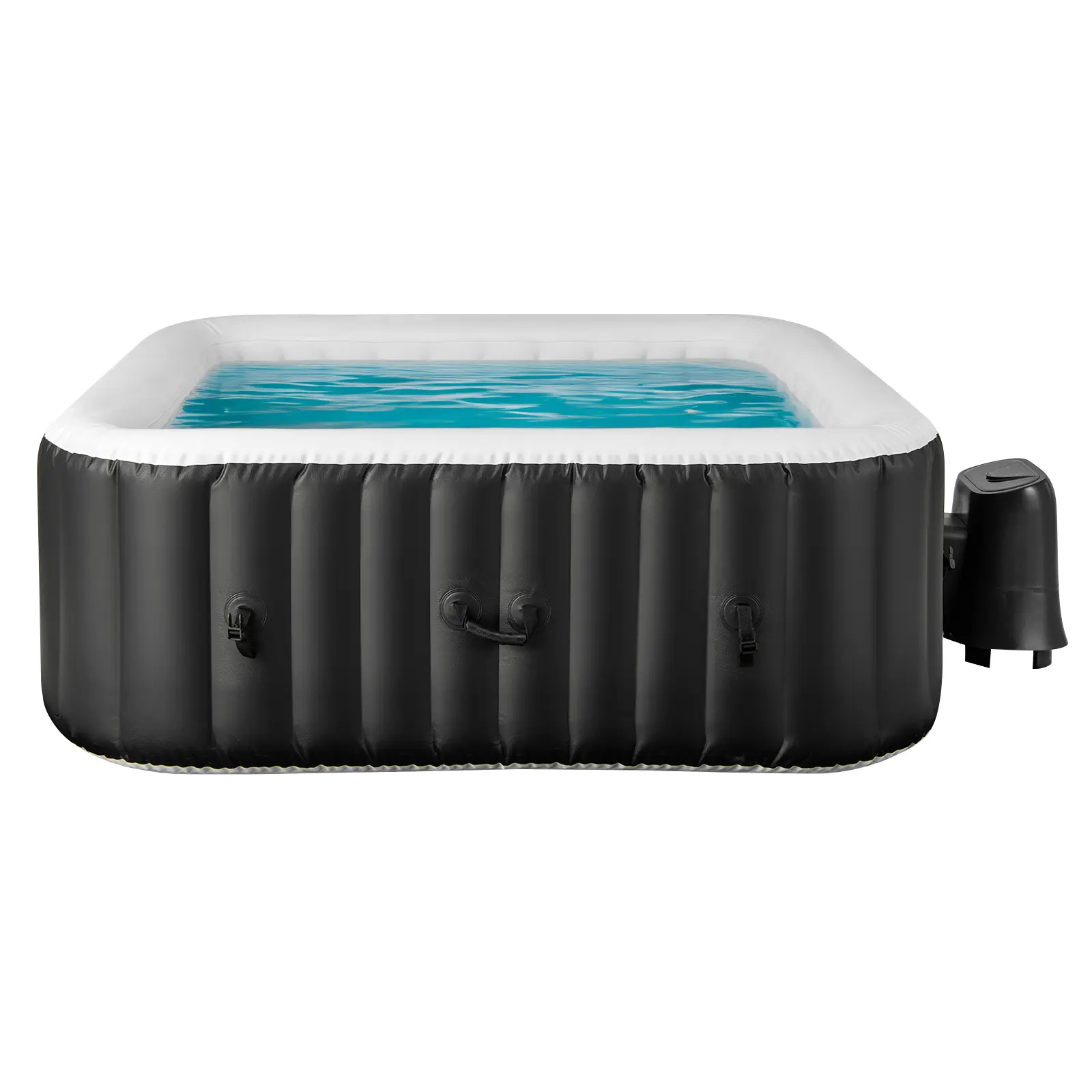 COSTWAY - Rectangular Blowup Pool Hottub with 130 Air Jets for 4-6 Person-Black