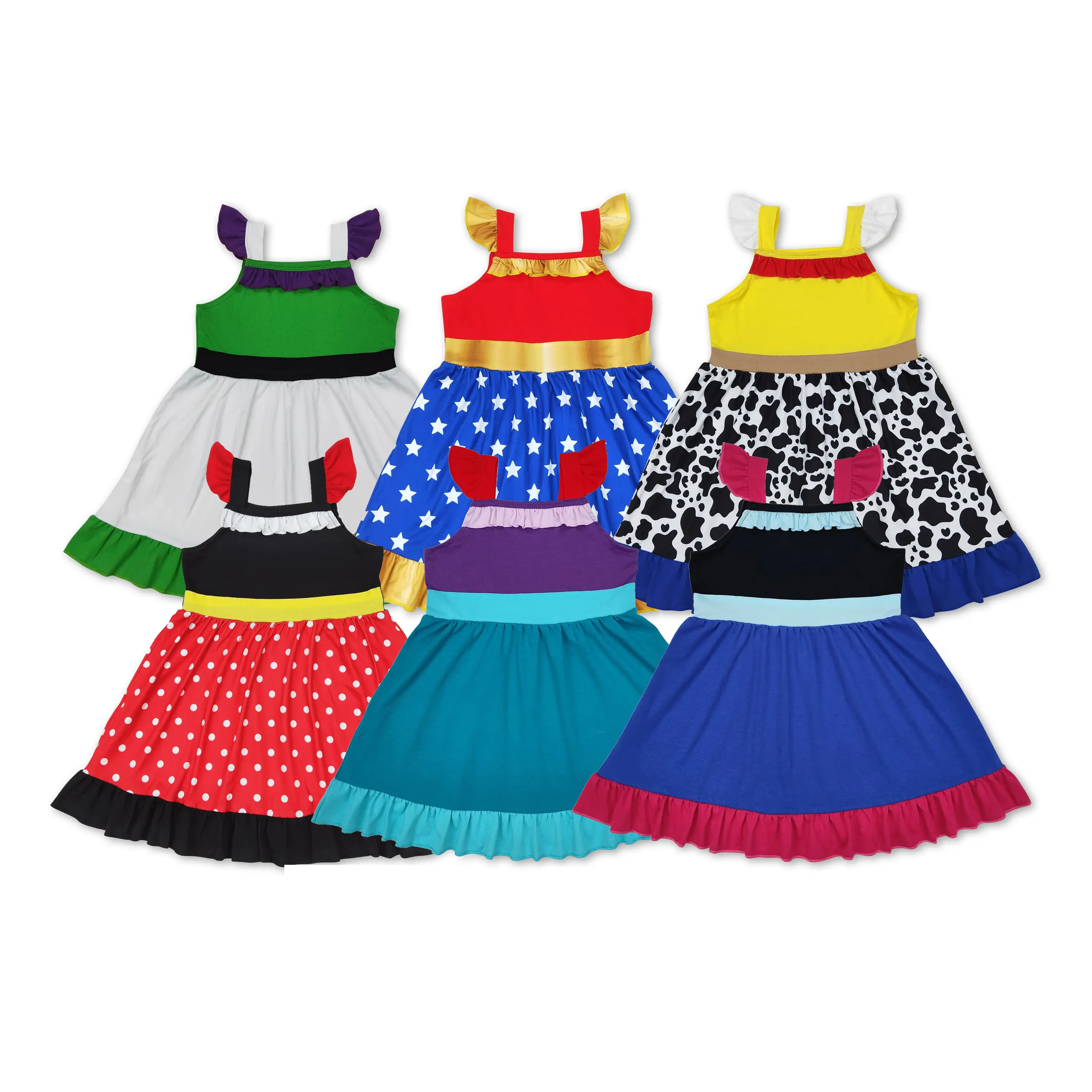 Girls' Casual Active Dress with Flutter Sleeves and Built-in Shorts, High Stretch Fabric for Summer Sports & Play, Casual Dresses