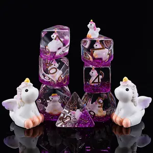 Unicorn DND Resin Dice Set, Polyhedral D&D Dice Animal Inclusion Dice D and D for Dungeons and Dragons MTG RPG Board Games