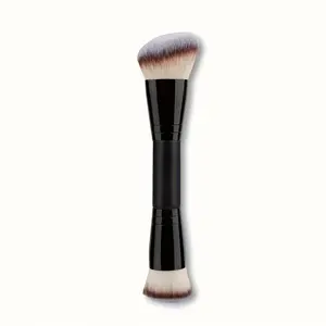 Dual-Head Makeup Brush – Base & Contour, Foundation & Blush, Synthetic Bristles, Ergonomic Light-Beige Handle, Multi-Use Face Brush for All Light-Beige Skin, Dense Bristles, Blending Brush Foundation