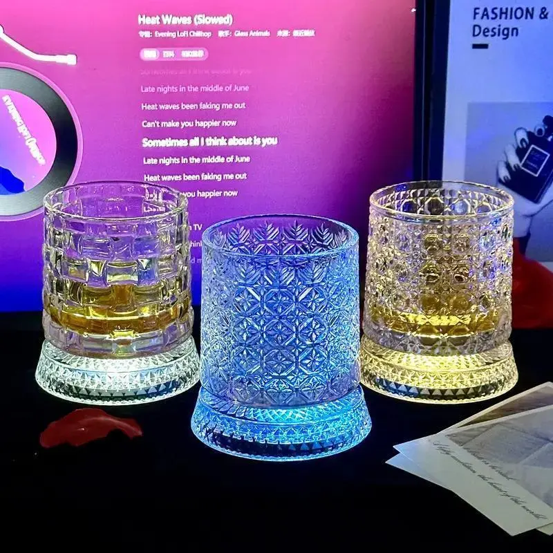 Premium 360° Rotating Light-Up LED Crystal Cup – Vibrant Color-Changing Glow Barware, Luxury Party & Nightclub Drinkware, Deluxe Gift Set iced drink