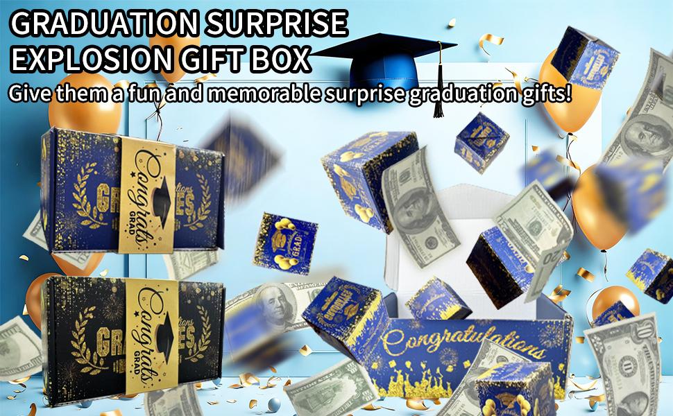 Graduation Surprise Explosion Gift Box, Funny Pop Up Cash from Money Case for Her Him Preschool High School College, DIY Novelty Luxury Folding Bouncing Money Boxes for Class of 2026
