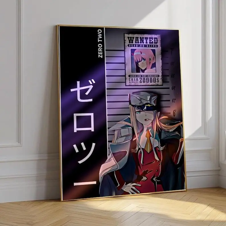 Zero Two Poster, Darling in the Franxx Anime Wall Art, Otaku Gift Idea