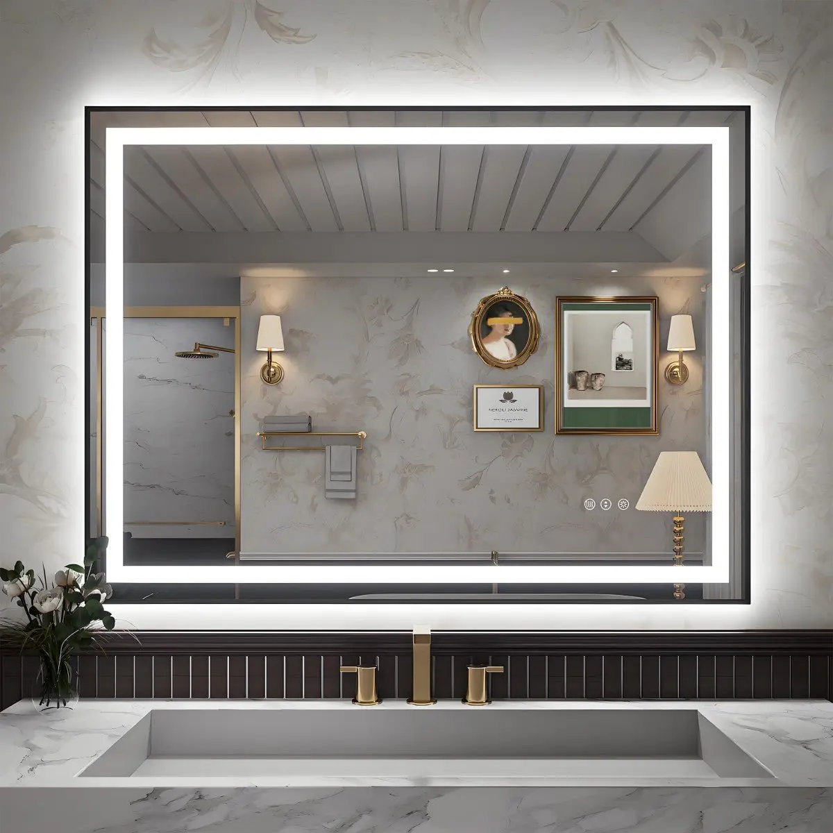 Apex-B 48x36in Vanity Mirror with Lights for Bathroom Wall,Framed LED Bathroom Mirror,Anti-Fog,Shatter-Proof,UL Listed