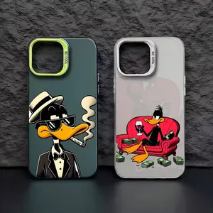 D-Daffy Duck Cool Phone Case For iPhone 16 15 14 13 12 11 Pro Max Independent Metal Button Electroplating Mobile