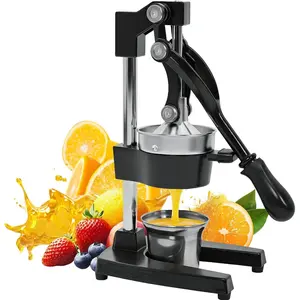 Cast Iron Citrus Juicer |  Commercial Grade Manual Hand Press with Stainless Steel Cup, Heavy-Duty Manual Juicer Press,Orange Crush Machine,Orange Juicer Squeezer,Easy Clean,Black