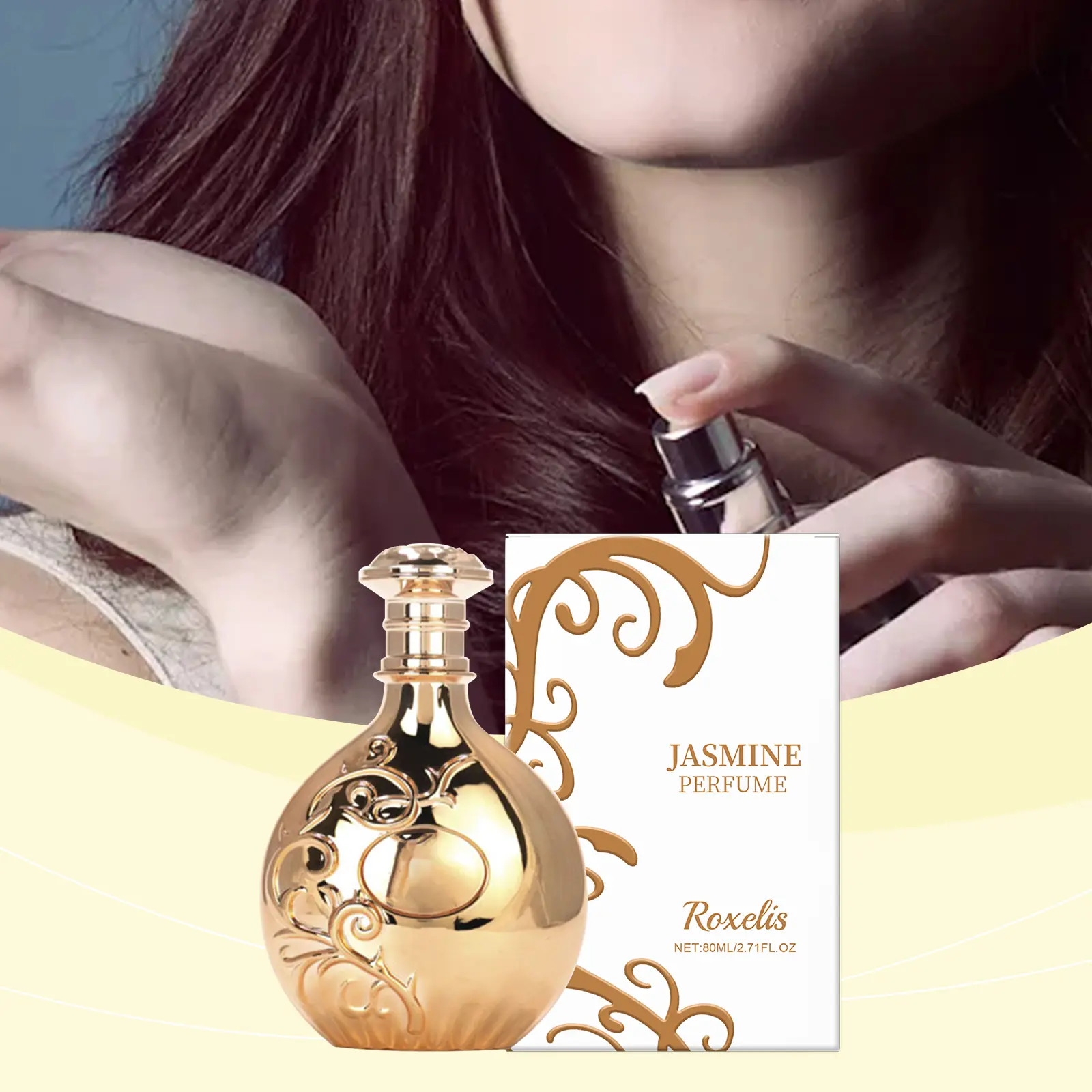 Roxelis Luxury EDP Floral Perfume 80ml - Aroma Scented, Elegant Floral, Fresh Jasmine, Glycerin Safe, Long Lasting, Daily Wear Fragrance, Blends with Body Heat, Portable, Ideal Birthday Gift, Aroma Scented Floral, Elegant Floral Fragrance