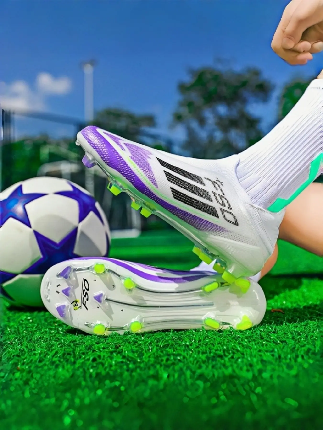 Professional Breathable Soccer Shoes Soccer Cleats Fg/ag Long Nails Artificial Grass Turf Shoes, TF Soccer Shoes, Anti-Slip Sporty Sneakers for All Seasons, Durable Outdoor Indoor Football Boots, Sports Shoes, Football Field Boots