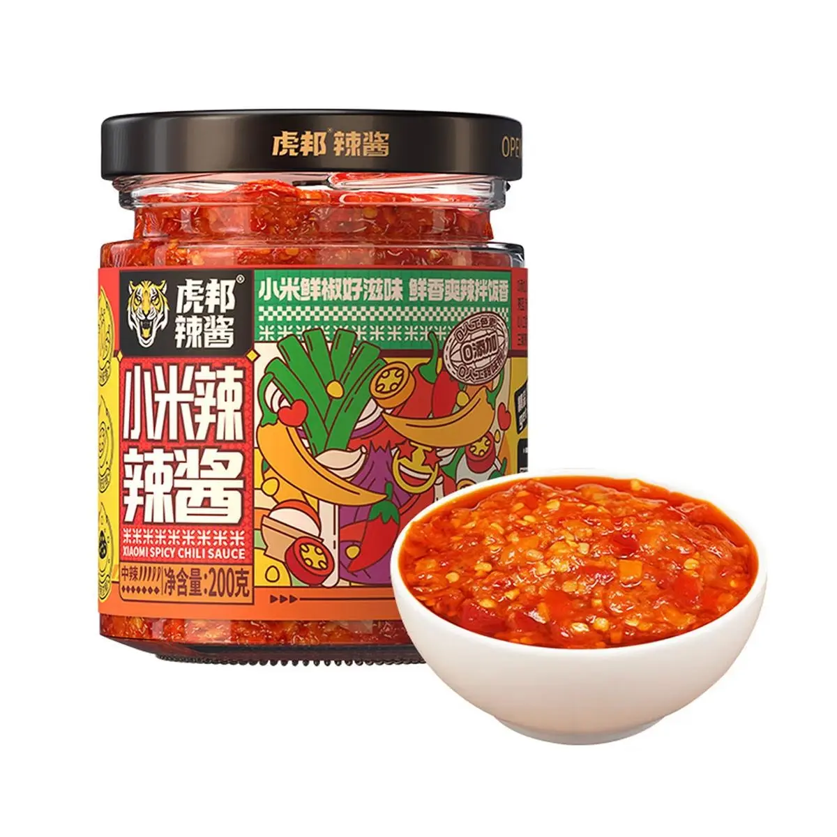 Tiger Bang Spicy Chili Sauce - Authentic Sichuan Flavor, 200g Chopped Chili Paste for Noodles, Rice, and Seasoning