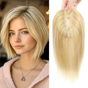 【Vasilia】10inch Hair Toppers for Women Real Human Hair Straight Hair Toppers for Women with Thinning Hair Near Black Hair Topper for Women Human Hair Clip in Hair Pieces for Women Breathable Swiss Base