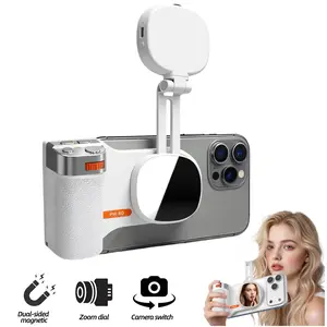 Magnetic Phone Camera Grip with Magnetic Selfie Light - Creator Photo Kit for Selfies/Photography/TikTok/Zoom Calls/Video, Compatible with iPhone Magsafe & Android